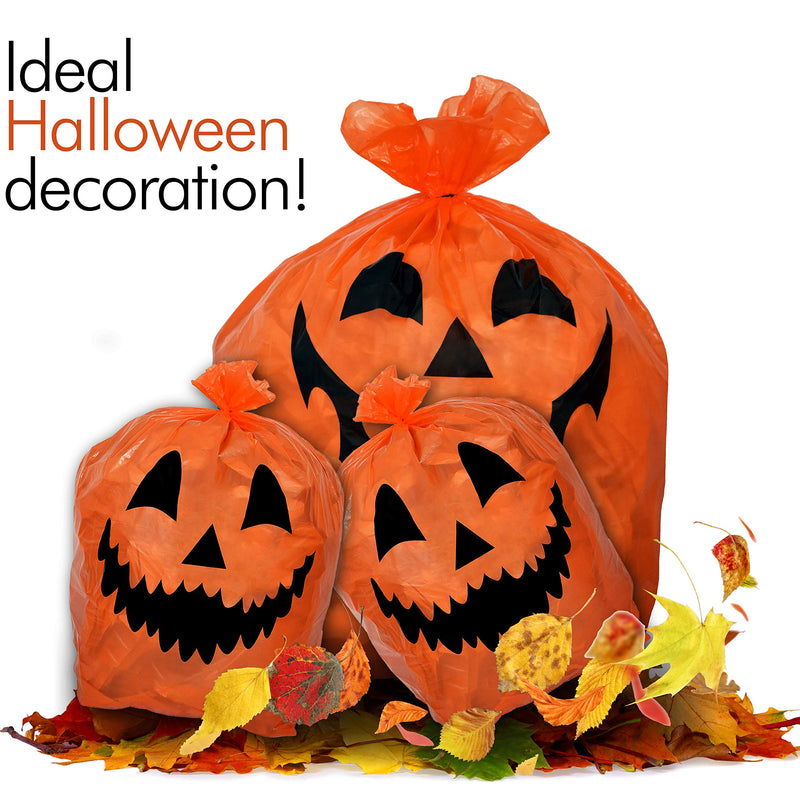 Pumpkin Leaf Bags Decorations - Jack O Lantern Outdoor Yard Fall Lawn and Leaves Pumpkins Decorating Bag with Ties - 3 Sizes