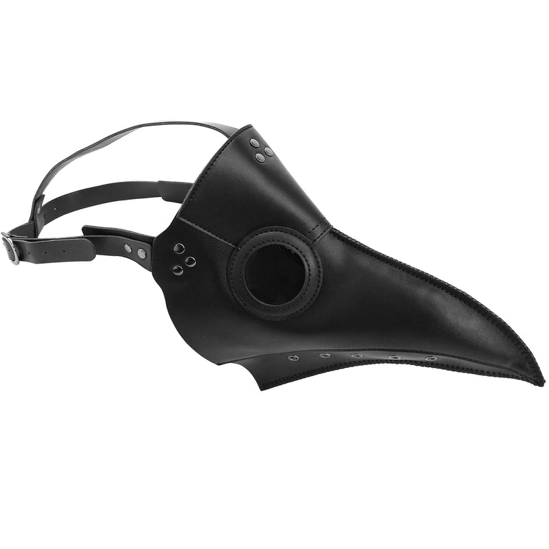 Medieval Doctor Plague Mask - Black Faux Leather Bird Death Doctors Mask Costume Accessory