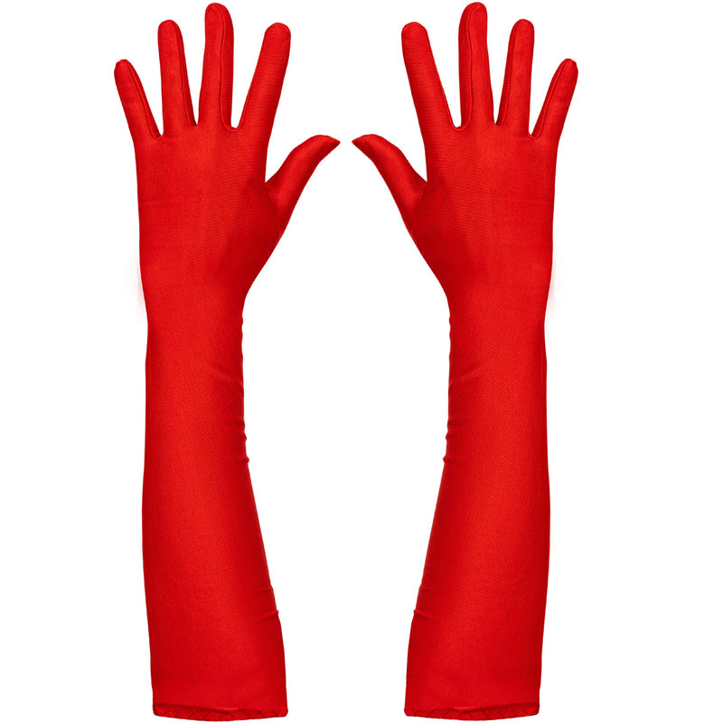 Red Satin Opera Gloves - Roaring 20's Fancy Flapper Elbow Gloves - 1 Pair