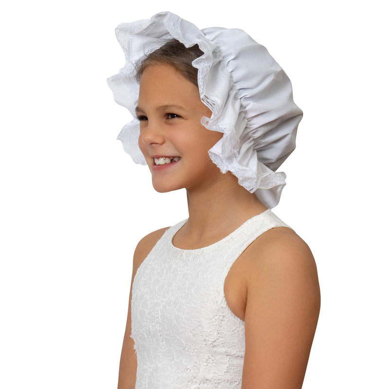 White Mob Cap Accessory - Grandma Night Bonnet Colonial Costume Nightcap Mop Hat Accessories for Maid Girls and Women