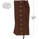 Faux Suede Steampunk Boots - Over The Shoe Brown Costume Boots Accessories with Gold Buttons for Medieval and Renaissance Costumes for Adults and Children