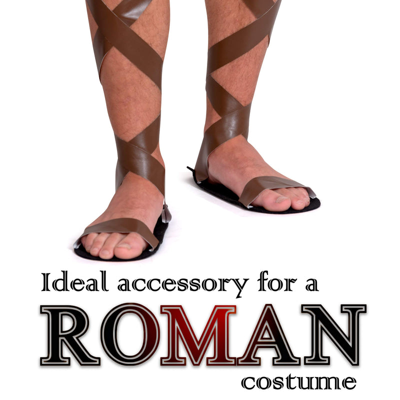 Greek Roman Brown Sandals – Lace Up Biblical Egyptian Gladiator Costume Sandal Shoes for Men and Women