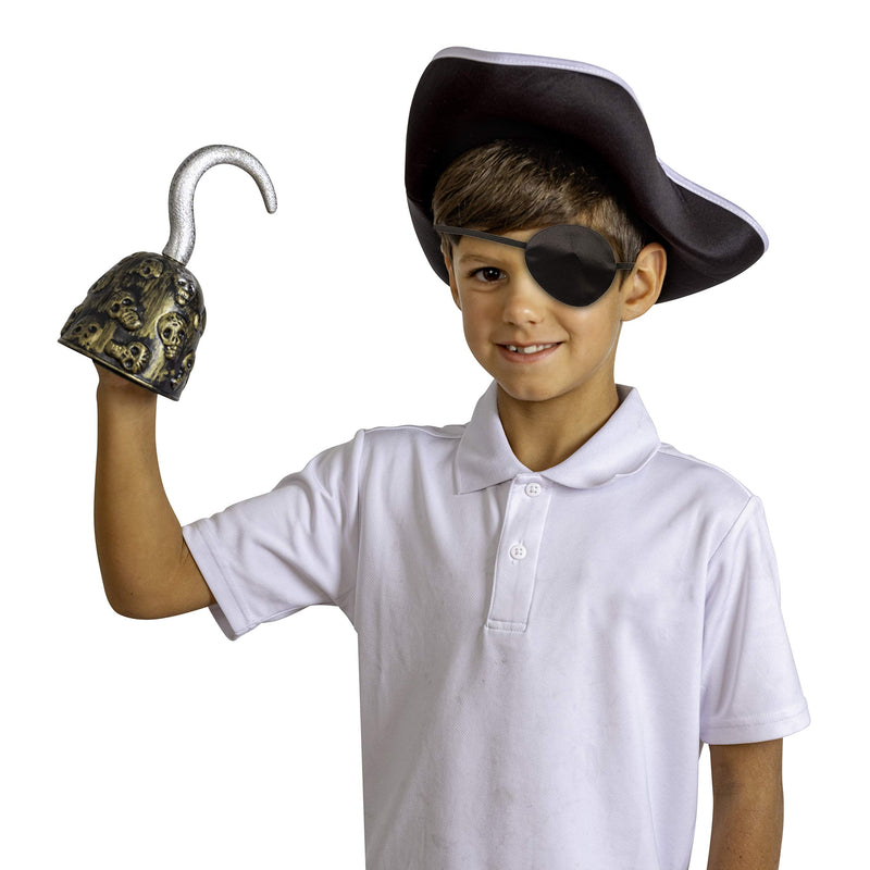 Pirate Captain Gold Hook - Toy Pirates Costume Accessories Plastic Sleeve Dress Up Prop for Adults and Kids