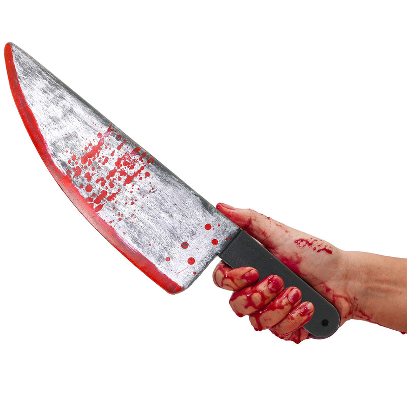 Large Bloody Knife 16" Long, Realistic Looking Prank Toy, Fake Plast...op or Gag Blade for Halloween Haunted House, April Fools
