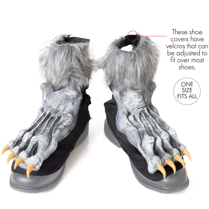 Werewolf Feet Shoe Covers - Silver Grey were Wolf Monster Foot Claws Costume Accessories