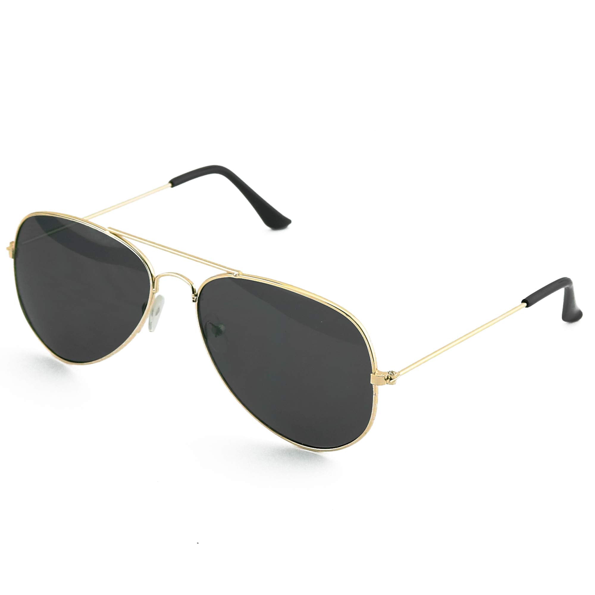 Black Gold Aviator Sunglasses - Military Style Dark Sun Glasses with G