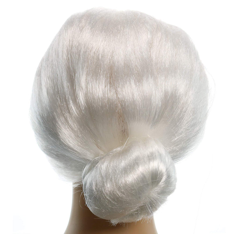 White Old Lady Wig - White Granny Costume Accessories Wig with Bun for Adults and Kids