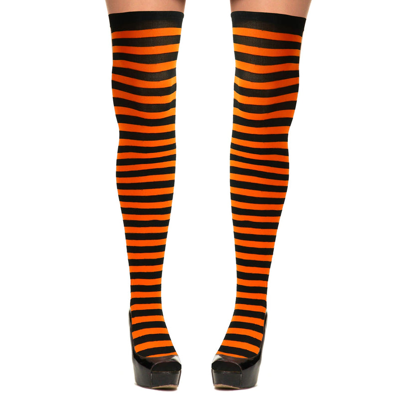 Orange and Black Socks - Over The Knee Orange and Black Costume Accessories Stockings for Men, Women and Kids