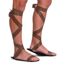 Brown Roman Lace Sandals - Greek Egyptian Gladiator Biblical Costume Sandal Shoes for Men and Women