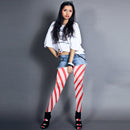 Candy Cane Striped Tights – Red and White Diagonally Striped Nylon Stretch Pantyhose Stocking Accessories for Every Day Attire and Costumes for Men, Women and Kids