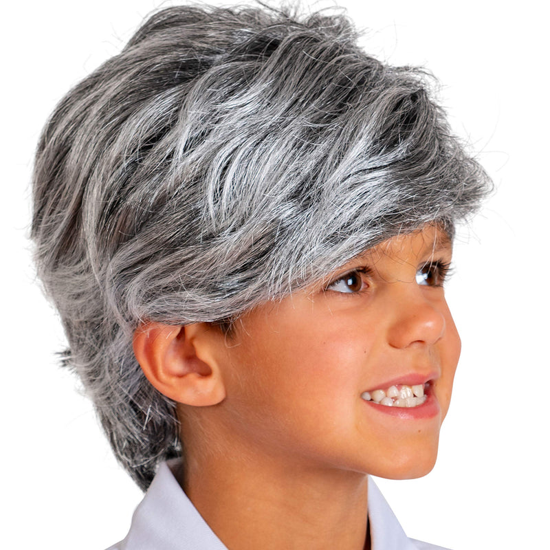 Grey Old Man Wig - Salt and Pepper Hair Old Person Grandpa Wigs Costume Accessories for Boys and Girls