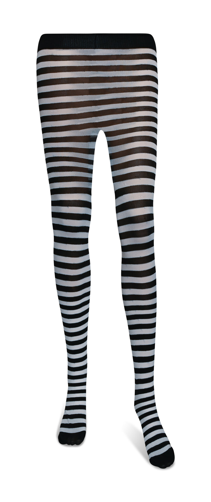 Black and White Tights - Striped Nylon Stretch Pantyhose Stocking Acce