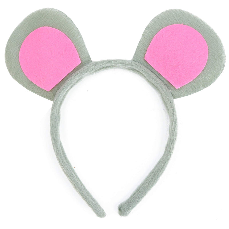 Mouse Costume Accessory Set - Grey and Pink Ears Headband, Bow Tie and Tail Accessories Set for Rat Costume for Toddlers and Kids