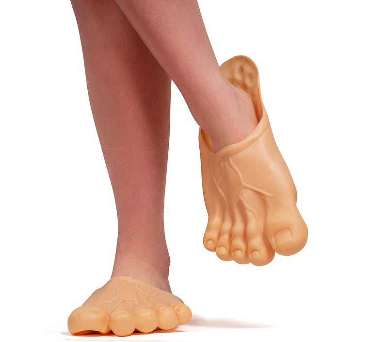 Barefoot Funny Feet Slippers - Jumbo Big Foot Realistic Costume Accessories Shoe Covers for Giant Costumes for Kids and Adults