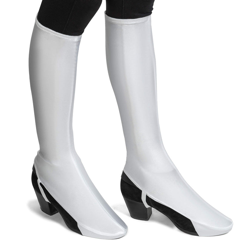 White Costume Boot Covers - Groovy Disco White Fabric 70s Hippie Fake Boots for Women and Girls Costumes