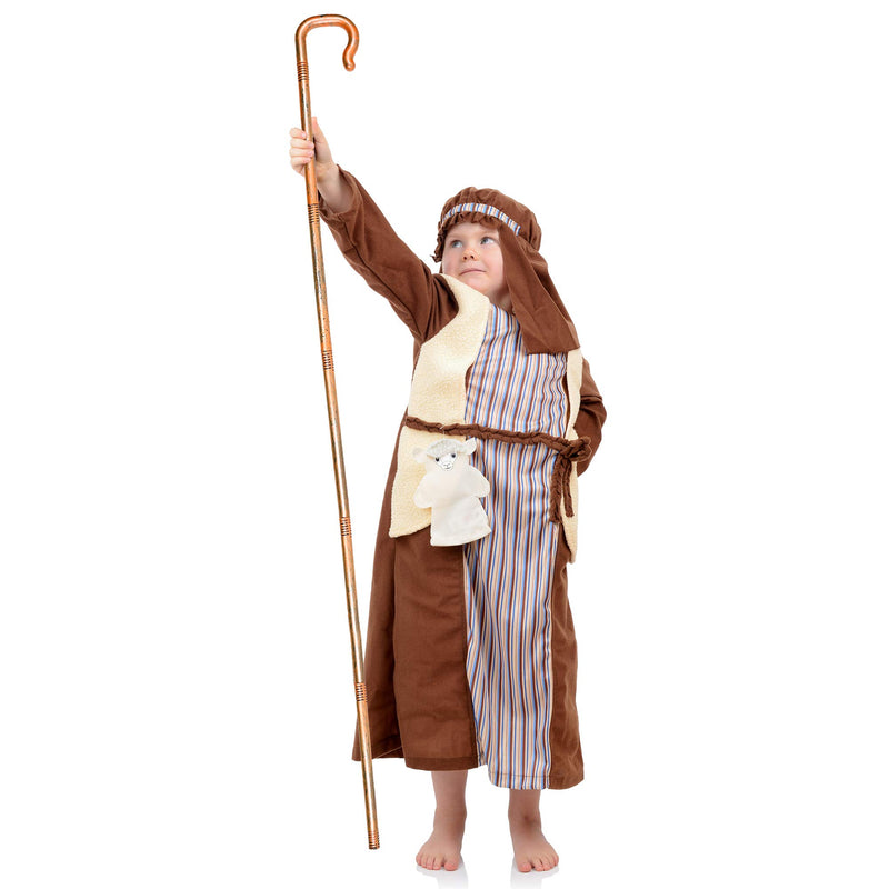 Shepherd's Costume Crook Staff - Shepherd Gold Wood Like Hook Cane for Cosplay and Dress Up