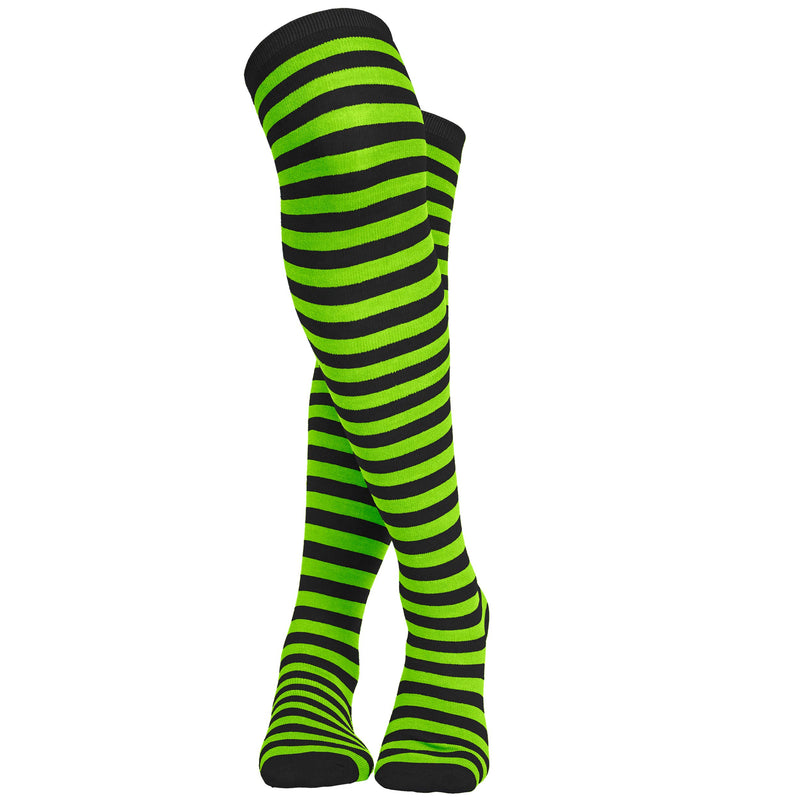 Black and Green Socks - Over The Knee Striped Thigh High Costume Accessories Stockings for Men, Women and Kids