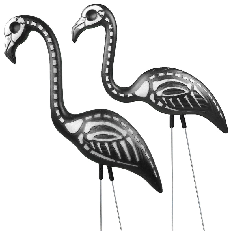 Zombie Skeleton Flamingo Yard Ornaments with Stakes, Pack of 2