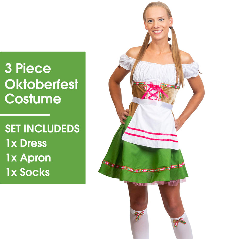 Oktoberfest Beer Girl Costumes - German Bavarian Traditional Womens Oktober Fest Dirndl Dress (Medium)