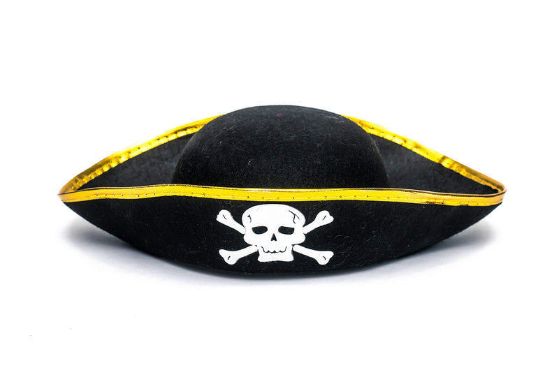 Tri Corner Pirate Hat - Three Cornered Buccaneer Costume Accessory Hat - 1 Piece