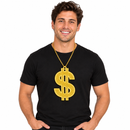 Hip Hop Gold Necklace - Rapper Dollar Sign Medallion Gangster Golden Chain Costume Bling Jewelry