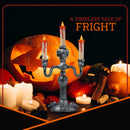 Haunted Halloween Candelabra Prop - LED Light up Skull Indoor Spooky Candelabra Candlesticks Holder Home Decoration for Halloween