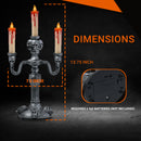 Haunted Halloween Candelabra Prop - LED Light up Skull Indoor Spooky Candelabra Candlesticks Holder Home Decoration for Halloween