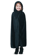 Black Velvet Hooded Cape - Kids Long Velour Vampire and Superhero Halloween Costume Cloak with Hood for Boys and Girls