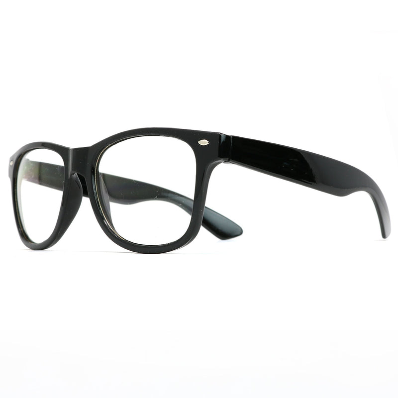 Retro Nerd Costume Glasses - Oversized Black Hipster Eyeglasses with Clear Lenses - 1 Pair
