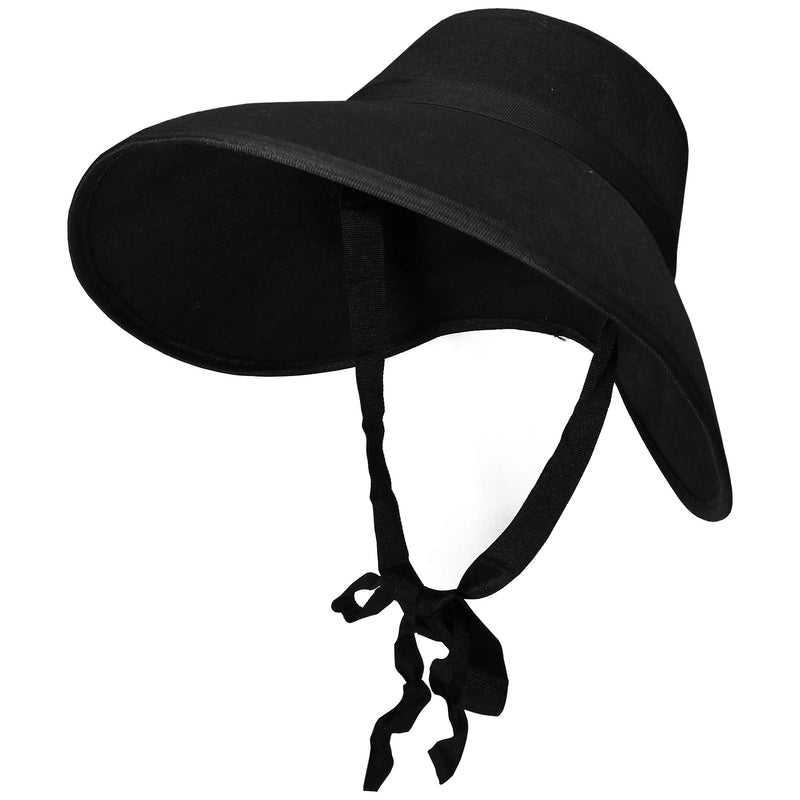 Vintage Old Fashioned Bonnet - Black Colonial Pioneer Prairie Felt Sun Hat Costume Bonnets for Women and Children