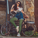 Black and Green Tights - Striped Nylon Stretch Pantyhose Stocking Accessories for Every Day Attire and Costumes for Men, Women and Kids