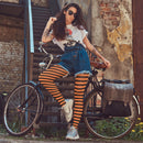 Black and Orange Tights - Striped Nylon Stretch Pantyhose Stocking Accessories for Every Day Attire and Costumes for Men, Women and Kids