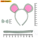 Mouse Costume Accessory Set - Grey and Pink Ears Headband, Bow Tie and Tail Accessories Set for Rat Costume for Toddlers and Kids