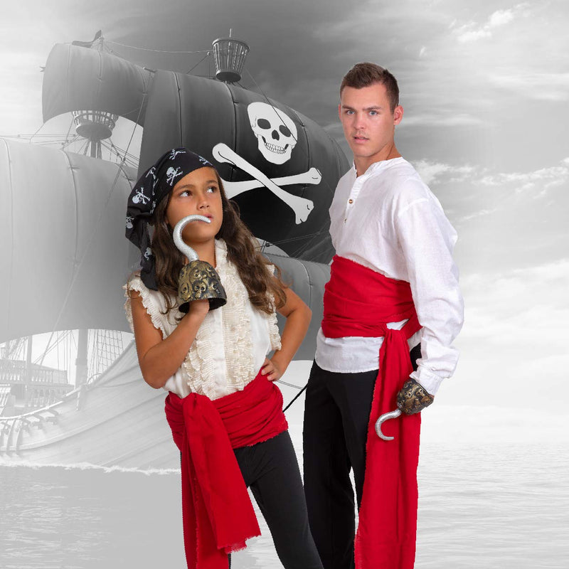 Red Pirate Sash Belt Red Medieval Renaissance Pirates Tie Bandana Waist Scarf for Men Women and Children