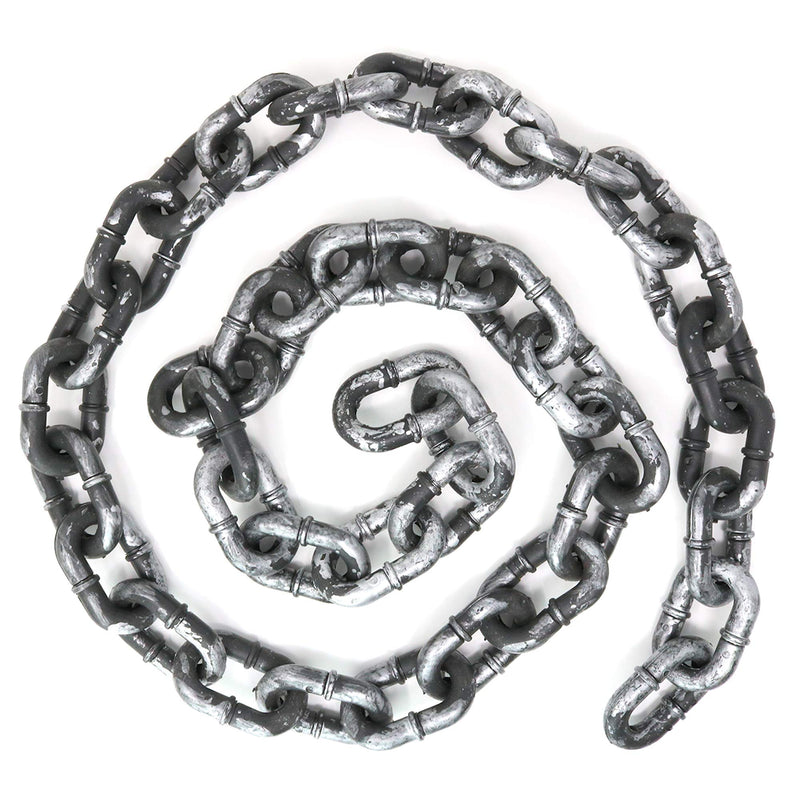 Plastic Link Chain Prop - Black and Silver Removable Large Link Chain - 1