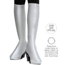 White Costume Boot Covers - Groovy Disco White Fabric 70s Hippie Fake Boots for Women and Girls Costumes