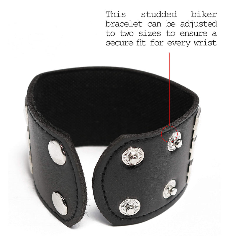 Punk Leather Stud Bracelet - Leather Cuff Biker Bracelet with Studs for Men, Women and Kids