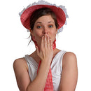 Colonial Pioneer Womens Bonnet - Revolutionary War Red and... Gingham Pilgrim Women Bonnets Sun Hats Dress Up Costume Accessories