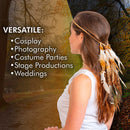 Indian Feather Headband Accessories - Native American Tribal Costume Head Dress with Feathers for Women and Kids