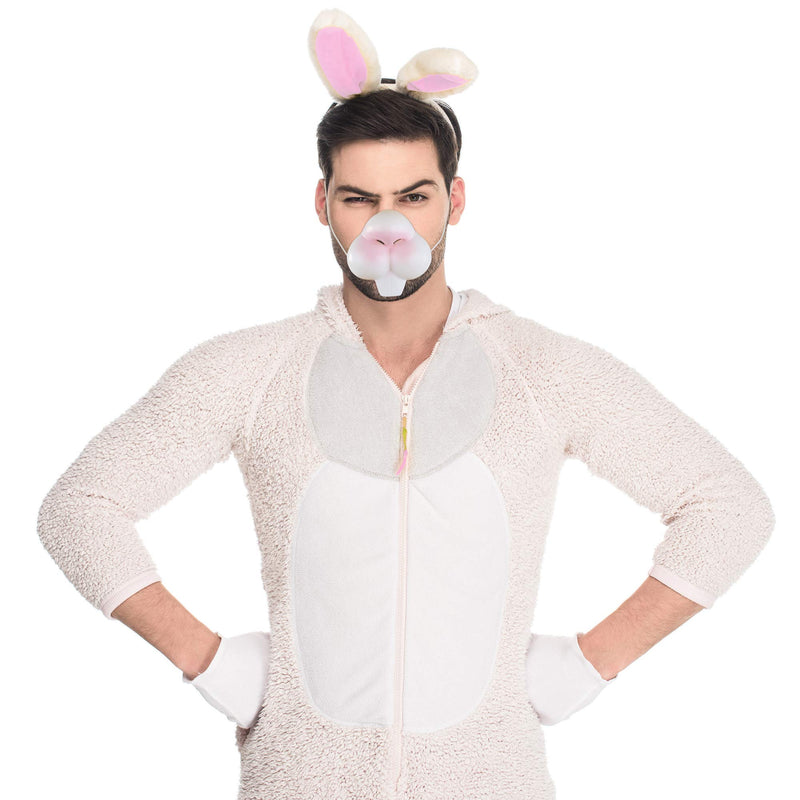 Bunny Rabbit Costume Nose - Bunny Nose and Teeth Costume Accessory Face Mask for Adults and Children White