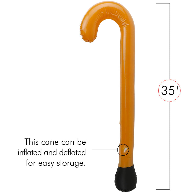 Old Man Inflatable Cane - Funny Old Age Costume Accessories Party Decorations Joke for Senior Retirement Brown