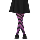 Black and Purple Tights - Striped Nylon Stretch Pantyhose Stocking Accessories for Every Day Attire and Costumes for Men, Women and Kids