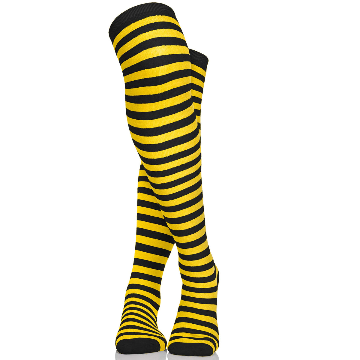 Black and Yellow Socks - Over The Knee Striped Thigh High