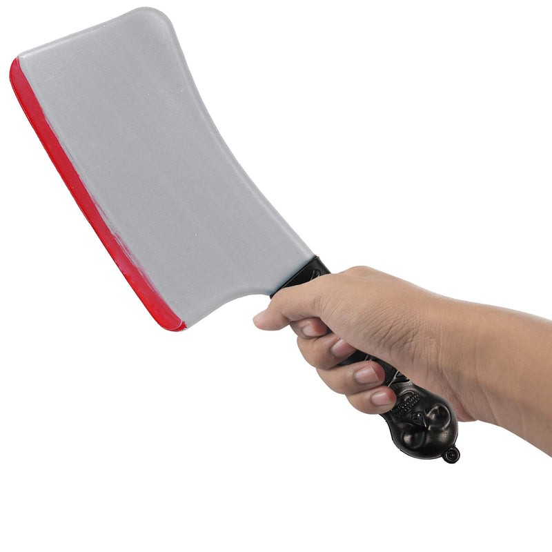 Bloody Cleaver Costume Knife - Fake Weapon Meat Cleaver Prop with Blood and Jolly Roger Handle