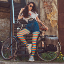 Colorful Rainbow Striped Tights - Striped Nylon Clown Stretch Pantyhose LGBT Stocking Accessories for Every Day Attire and Costumes for Men, Women and Kids