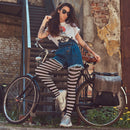 Black and White Tights - Striped Nylon Stretch Pantyhose Stocking Accessories for Every Day Attire and Costumes for Men, Women and Kids