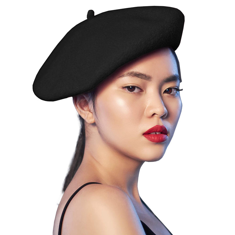 Black French Style Beret - Women's Classic Beret Hat For Casual Use - 1 Piece