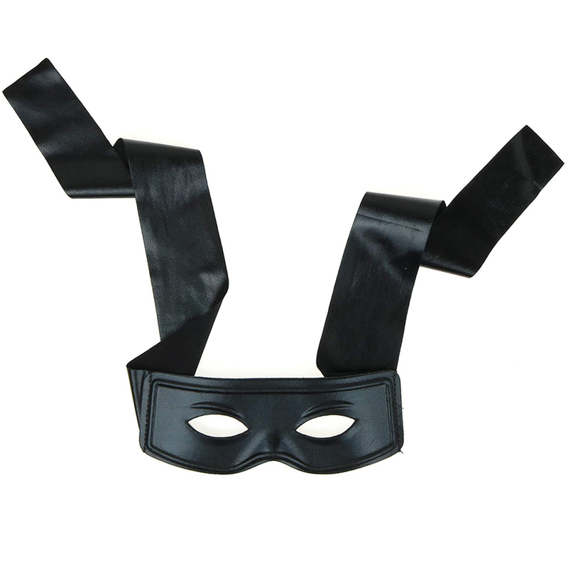 Black Burglar Masquerade Mask - Faux Leather Costume Bank Robber Thief Mask with Tie Strings