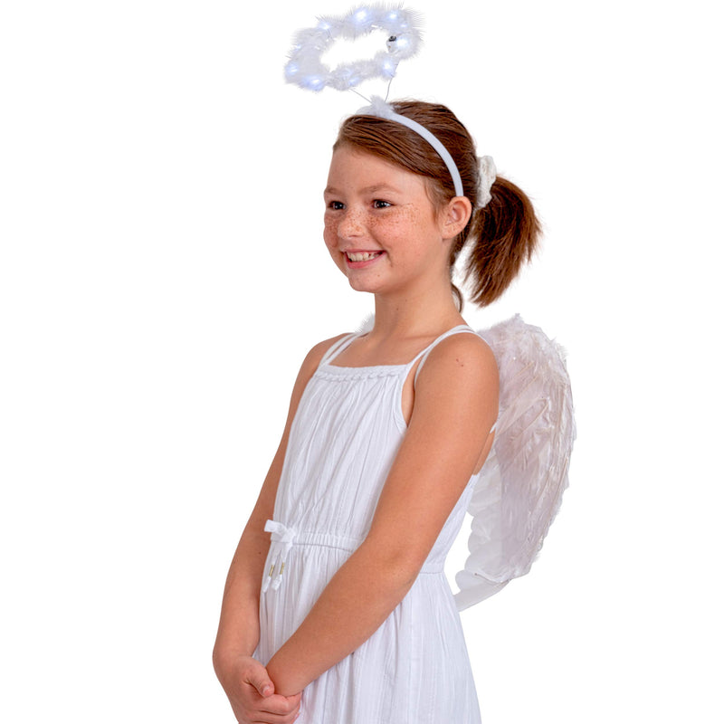 Angel Wings Costume Accessory - White Feathered Angelic Wings for Angel and Cupid Costume for Adults and Children