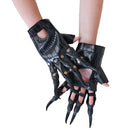 Faux Leather Claw Gloves - Black Lizard Skin Scary Leather Hand Glove Animal Claws for Women and Kids